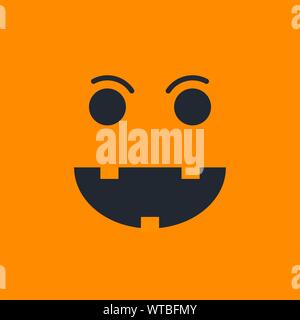 Halloween Kürbis oder Monster Emoji auf orange Hintergrund Stock Vektor