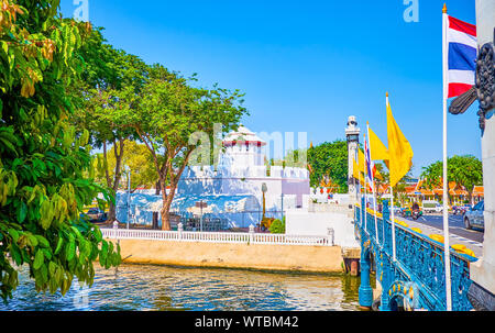 BANGKOK, THAILAND - 24 April 2019: Die herrlichen alten Fort Mahakan heutzutage in zentraler Lage am Ufer des zentralen Khlong, neben Phan Stockfoto