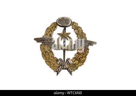 Die wwi Turkish Pilot Badge. Auf der Oberseite ist die Tughra des Sultan Mehmed Reshad V. Stockfoto