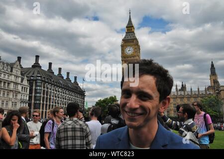 Stephen Reid Organisator des Protestes gegen die Kriminalisierung von Legal Highs, Parliament Square, London, UK. Stockfoto