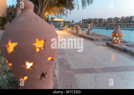 El Gouna, Ägypten - 28. August 2019 Pasta e Basta Restaurant in El Gouna Downtown Stockfoto