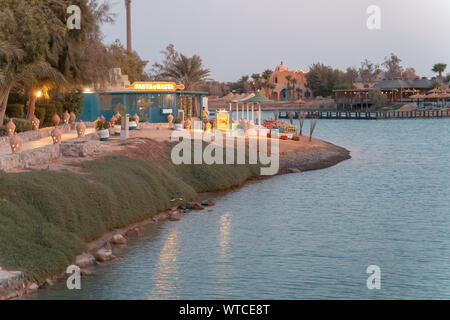 El Gouna, Ägypten - 28. August 2019 Pasta e Basta Restaurant in El Gouna Downtown Stockfoto