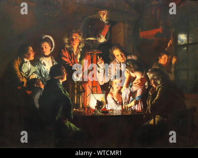 Ein Experiment an einem Vogel in der Luft Pumpe von Joseph Wright "Derby" an der National Gallery, London, UK Stockfoto