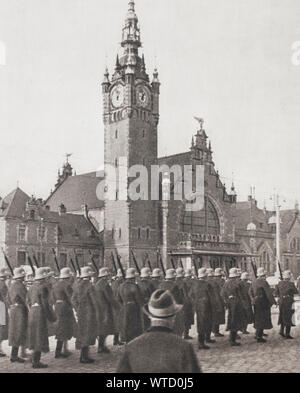 Dantzig - Die Stadt, in der sich der Zweite Weltkrieg begonnen. Der Freien Stadt Danzig war ein semi-autonomen Stadt - Staat, der zwischen 1920 und 1939 existierte, con Stockfoto