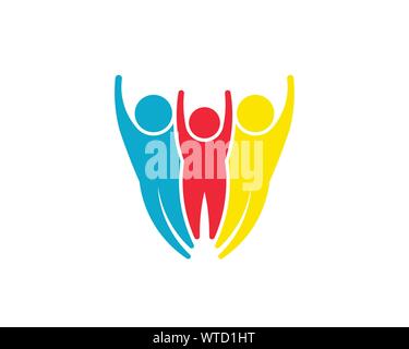 Glückliche Erwachsene mit Kind Menschen Logo Design Illustration, Familienkonzept Stock Vektor