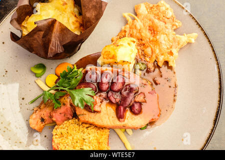 Festpreis Menü im französischen Restaurant in Frankreich Stockfoto