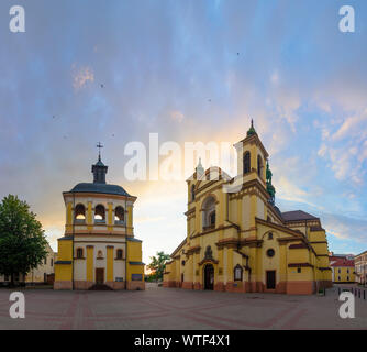 Iwano-frankiwsk: Stiftskirche (links), Precarpathian Art Museum (ehemalige Pfarrkirche Jungfrau Maria), Sheptytsky Platz, Oblast Iwano-frankiwsk, Ukr Stockfoto