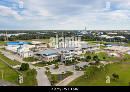 Luftaufnahme der Tampa Bay Regional Surface Water Treatment Plant in Tampa, Florida. Stockfoto