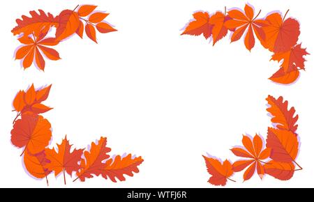 Herbst Ecke Konzept für Rahmen mit fallenden Blätter auf weißem Hintergrund. Hallo herbst Vektor isoliert Abbildung. Stock Vektor
