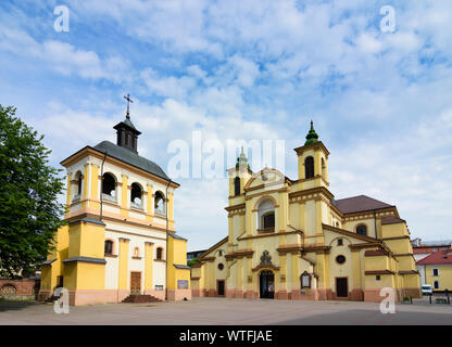 Iwano-frankiwsk: Stiftskirche (links), Precarpathian Art Museum (ehemalige Pfarrkirche Jungfrau Maria), Sheptytsky Platz, Oblast Iwano-frankiwsk, Ukr Stockfoto