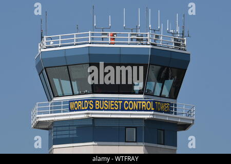 Der weltweit VERKEHRSREICHSTEN CONTROL TOWER - Oshkosh EAA WÄHREND DER WOCHE. Stockfoto