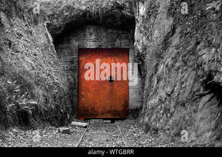 Alten Mine Eingang, The Edge, Alderley Edge, Cheshire, England, UK Stockfoto