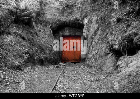 Alten Mine Eingang, The Edge, Alderley Edge, Cheshire, England, UK Stockfoto