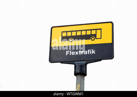 Kopenhagen, Dänemark - 4 September, 2019: Die Kopenhagener Flextrafik Haltestellenschild. Stockfoto