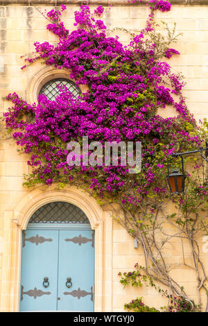 Die alte Hauptstadt der Malte, Mdina, auf einer Hochebene im Zentrum der Insel, engen Gassen, Haus Eingang, Stockfoto