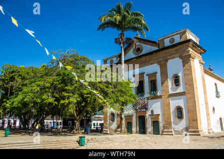 Igreja Matriz de Nossa Senhora dos Remédios, Kirche Nossa Senhora Rechtsmittel, Paraty, Rio de Janeiro, Brasilien Stockfoto