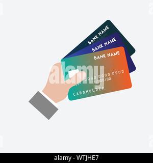 Der Mensch ist die Kreditkarte in der Hand, Vektor Teamarbeit Stock Vektor