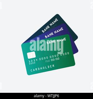 Vector Illustration von detaillierten Glänzend schwarze Kreditkarte auf weißem Hintergrund Stock Vektor