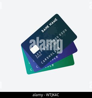 Vector Illustration von detaillierten Glänzend schwarze Kreditkarte auf weißem Hintergrund Stock Vektor