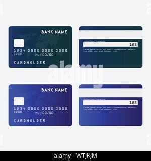 Vector Illustration von detaillierten Glänzend schwarze Kreditkarte auf weißem Hintergrund Stock Vektor