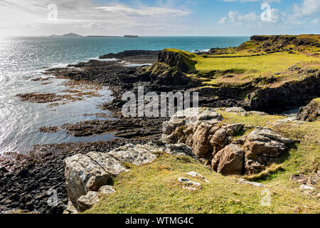 Die Inseln von den Treshnish Treshnish Halbinsel an der Küste zu Fuß, Isle of Mull, Schottland, Großbritannien Stockfoto