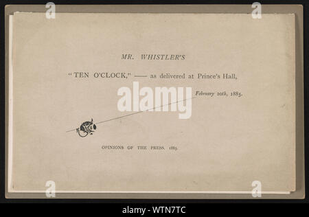 Herr Whistler's zehn Uhr, als an der Prince's Hall, 20. Februar 1885 die Meinungen der Presse, 1885 geliefert. Stockfoto