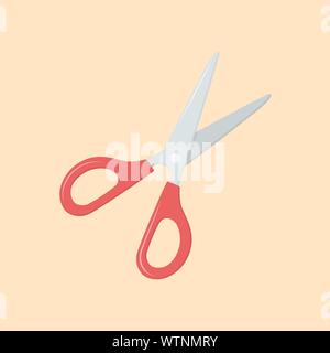 Rot Schere schneiden Werkzeug stationäre Schule Bürobedarf Vector Illustration Clipart Stock Vektor