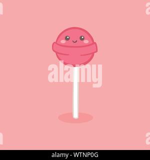 Niedliche Rosa Lollipop Candy Stick Vector Illustration Cartoon Stock Vektor