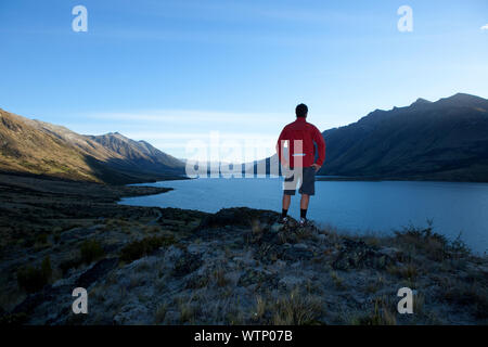 Dallas Hewett im Norden zu den Mavora Lake nach Süden, Southland, Neuseeland. Stockfoto