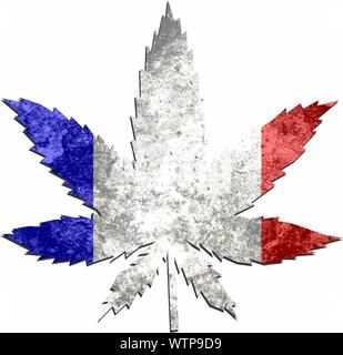 Unkraut in den Farben der Flagge Frankreich Stockfoto