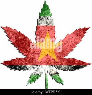 Unkraut in den Farben der Flagge Suriname Stockfoto