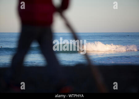 Surfen Kultur an der Küste von Kaikoura Kaikoura, Neuseeland. Stockfoto