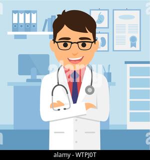 Medical Office. Männlicher Arzt stehen. Vector Illustration Stock Vektor