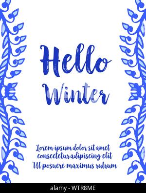Schönen Kranz Rahmen für Schriftzug Karte Hallo Winter. Vektor Stock Vektor