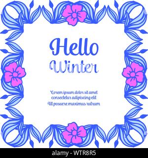 Schönen Kranz Rahmen für Schriftzug Karte Hallo Winter. Vektor Stock Vektor