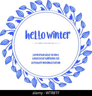 Schönen Kranz Rahmen für Schriftzug Karte Hallo Winter. Vektor Stock Vektor