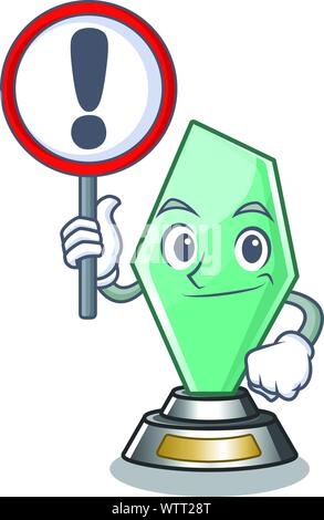 Mit Schild Acryl trophy Cartoon auf Charakter geformt Stock Vektor