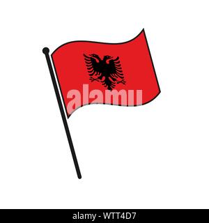 Einfache Flagge Albanien Symbol auf weißem Hintergrund Stock Vektor