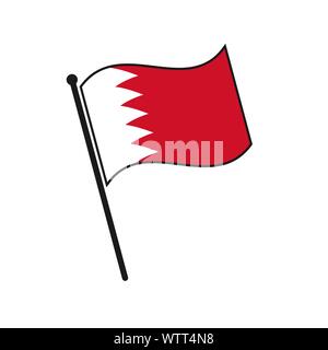 Einfache Flagge Bahrain Symbol auf weißem Hintergrund Stock Vektor