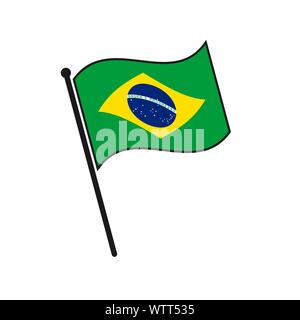 Einfache Flagge Brasilien Symbol auf weißem Hintergrund Stock Vektor