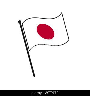 Einfache Flagge Japan Symbol auf weißem Hintergrund Stock Vektor