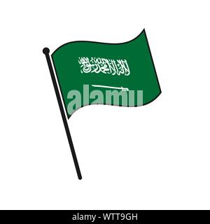 Einfache Flagge Saudi-arabien Symbol auf weißem Hintergrund Stock Vektor