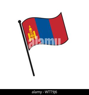 Einfache Flagge Mongolei Symbol auf weißem Hintergrund Stock Vektor