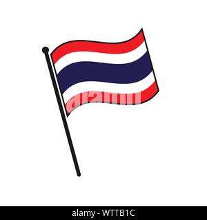 Einfache Flagge Thailand Symbol auf weißem Hintergrund Stock Vektor