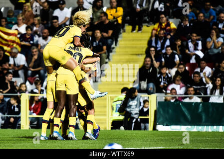 Alessandria, Italien. 11 Sep, 2019. Barcelona Frauen feiert, nachdem das Ziel der 0-2 während der UEFA Champions League zwischen Juventus Frauen und Barcelona Frauen im Stadio Giuseppe Moccagatta am 11. September 2019. Barcellona Frauen gewannen 2-0 über Juventus Frauen in Alessandria, Italien (Foto von Alberto Gandolfo/Pacific Press) Quelle: Pacific Press Agency/Alamy leben Nachrichten Stockfoto