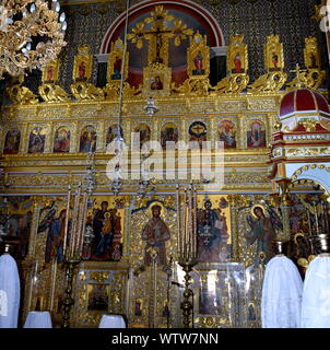 Kirche, Interieur, alte, antike, Religion, Orthodoxen, Griechisch, Zakynthos, Insel, "Panagia Faneromeni Polis' Stockfoto