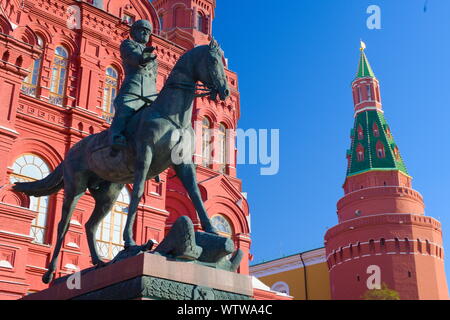 Denkmal für Marshall G.K. Zhukov auf dem Roten Platz, Moskau, Russland Stockfoto