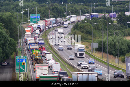 Stau auf der A1/m Autobahn skellow Yorkshire United Kingdom Stockfoto