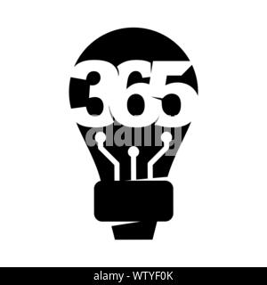 Glühlampe Idee 365 Infinity logo Icon Design Abbildung: schwarz Stock Vektor
