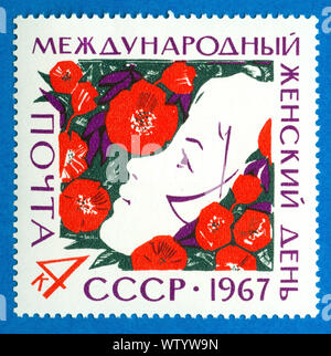 Udssr - ca. 1967: einen Stempel in der Sowjetunion, dem Internationalen Frauentag, ca. 1967 gedruckt Stockfoto